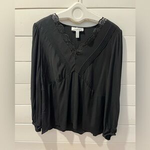 🖤 Addition Elle Black Lace Trim Blouse - Size 1X🖤